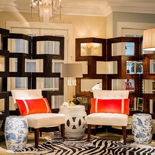 Two Solid Wood Graphic Room Dividers.